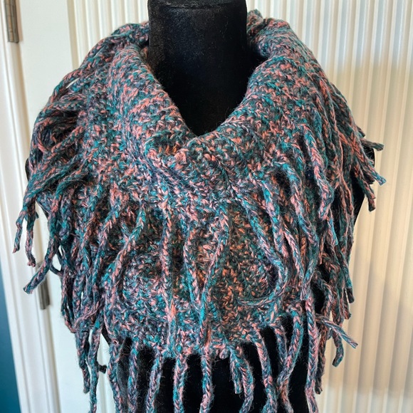 Green Multi Color Fringe Infinity Scarf - Picture 6 of 6